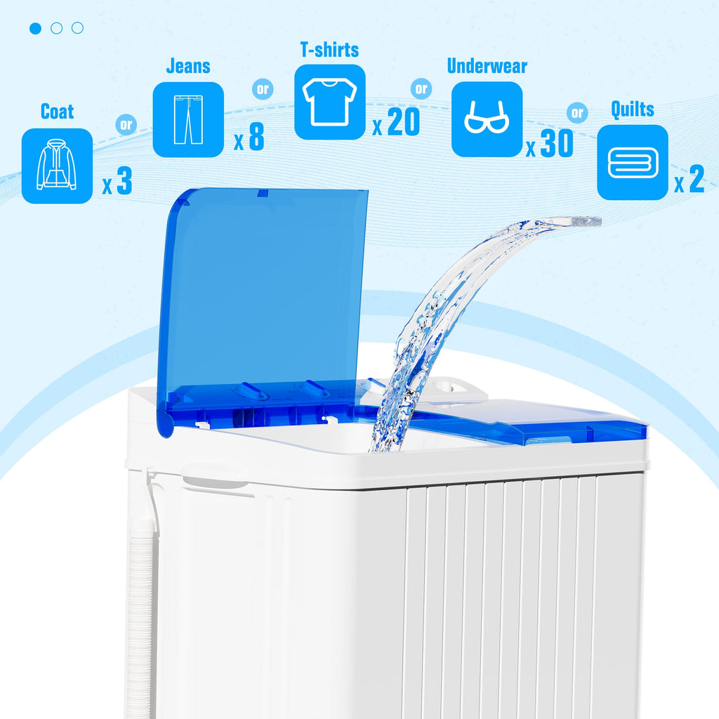 Superday Portable Washing Machine, 25.4lbs Mini Washing Machine and Spin Dryer Combo, Mini Twin Tub Laundry Machine for Camping, Apartments, Dorms, College Rooms, RV, Delicates, Grey