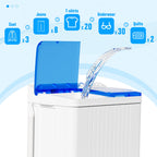 Superday Portable Washing Machine, 25.4lbs Mini Washing Machine and Spin Dryer Combo, Mini Twin Tub Laundry Machine for Camping, Apartments, Dorms, College Rooms, RV, Delicates, Grey