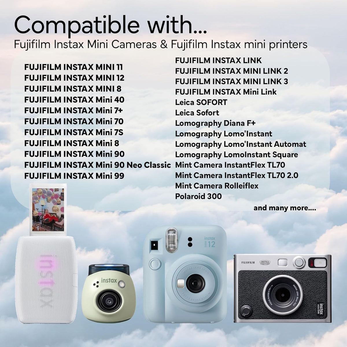 Fujifilm Instax Mini Instant Film, 20 Sheets – White Daylight ISO 800 for Instax Mini 13, 12, 11, 41 Cameras –Bundeld with The Tudak Store Microfiber Cleaning Cloth