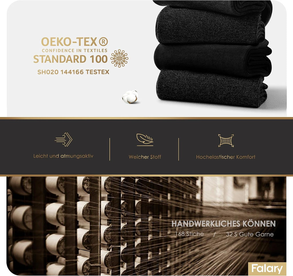 FALARY 12 Pairs Black Mens Socks, Plain Cotton Socks for Men & Women