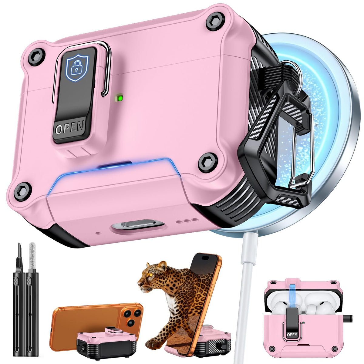 Inesore for AirPods AirPods Pro 1st/2nd Case with Secure Lock (Black)