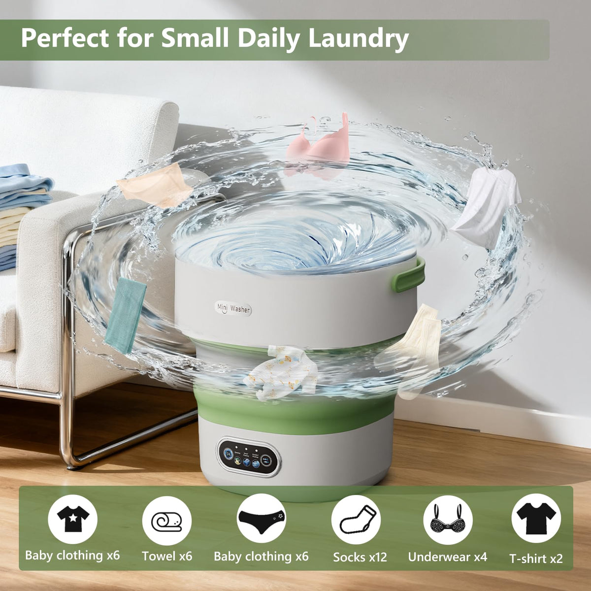 20L Portable Washing Machine,Folding Washer Machine and Spin-Dryer