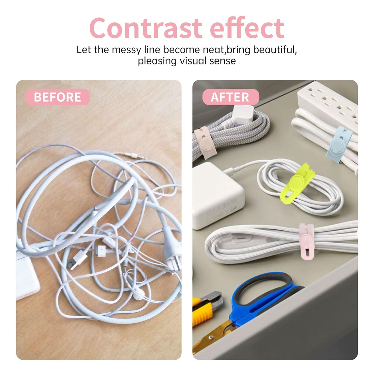 Oligei 25 Pcs Silicone Cable Ties, Cable Ties Reusable, High Elasticity Cord Wraps for Electrical Cords, Cord Organizer for Earphone, Phone Charger(Blue)