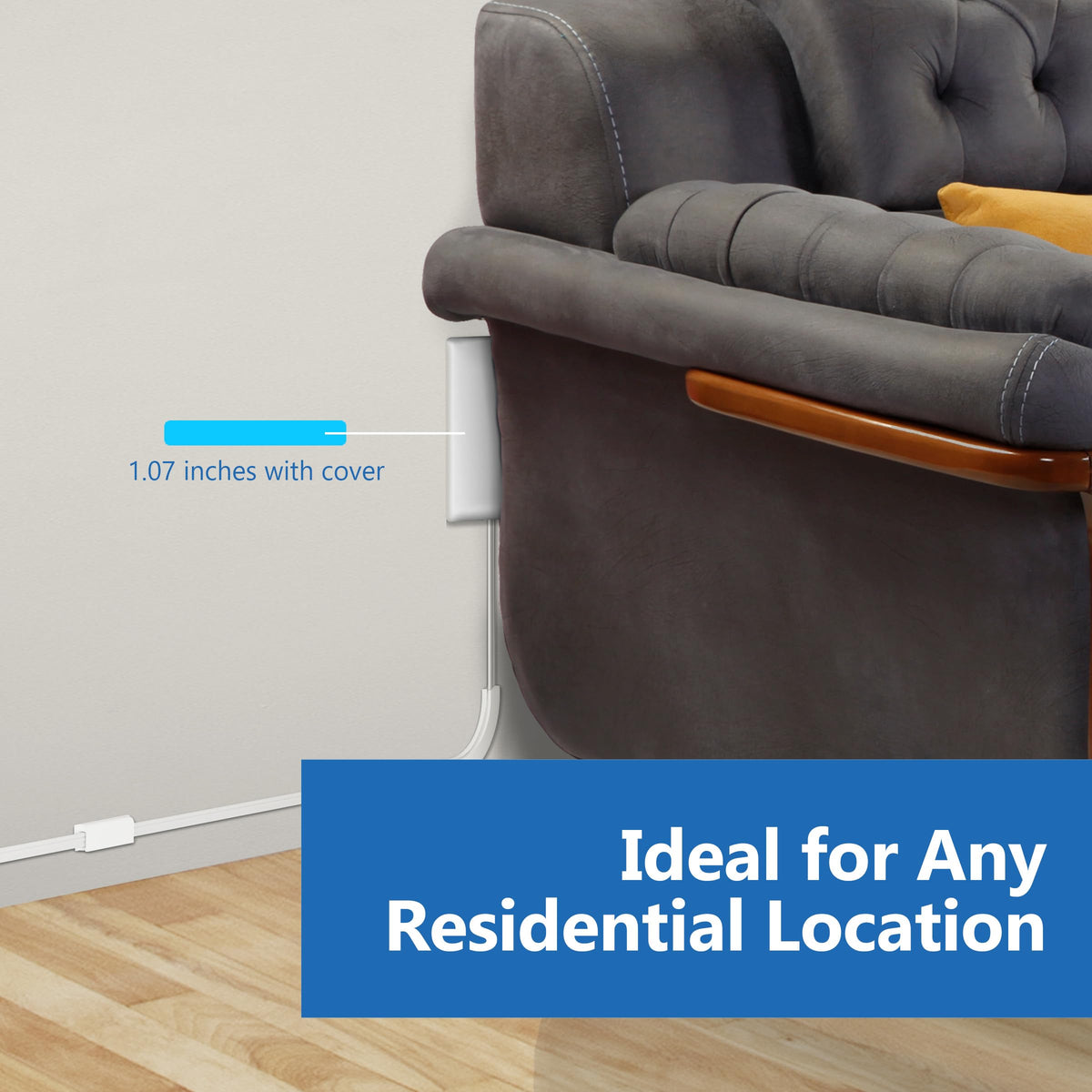 LIDER Flat-Face Outlet Extender, 3 Receptacles, 8ft Cord, 1625W, ETL Listed