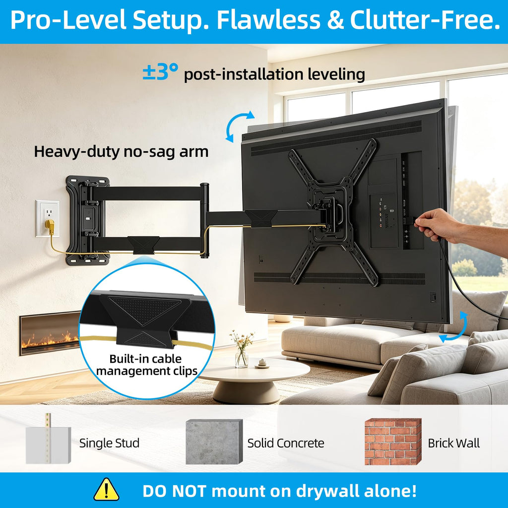 HOME VISION Heavy Duty Tilt TV Wall Mount for 32-86 Inch Flat/Curved Screen