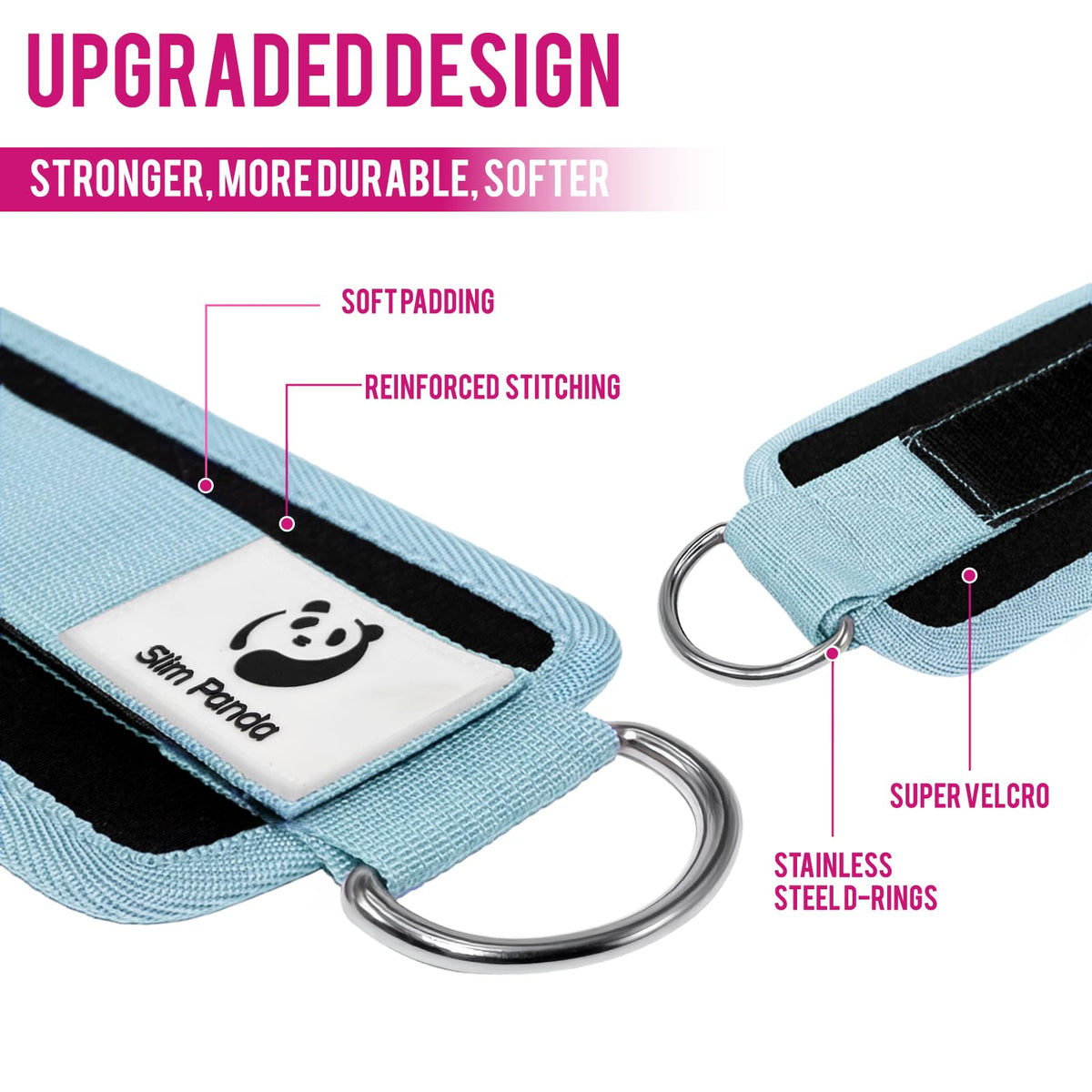 Slim Panda Ankle Straps for Cable Machines, Cable Kickback Ankle Cuffs