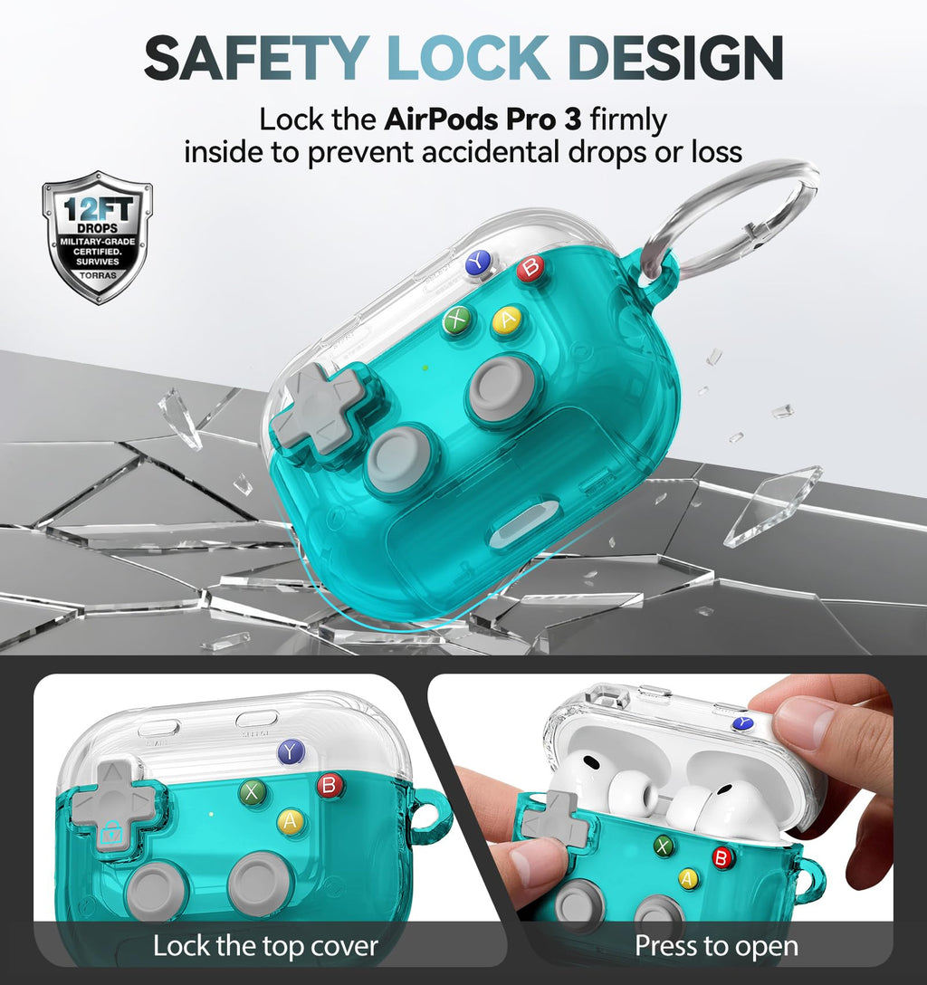 for AirPods Pro 3 Case Cover 2025 with Safety Lock-Clear White