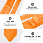 URAQT Men Solid Satin Necktie, 8cm Classic Formal Tie