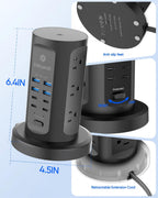 Power Strip Tower, kakyanill PD 65W Charging Station 9 AC Outlets 8 USB