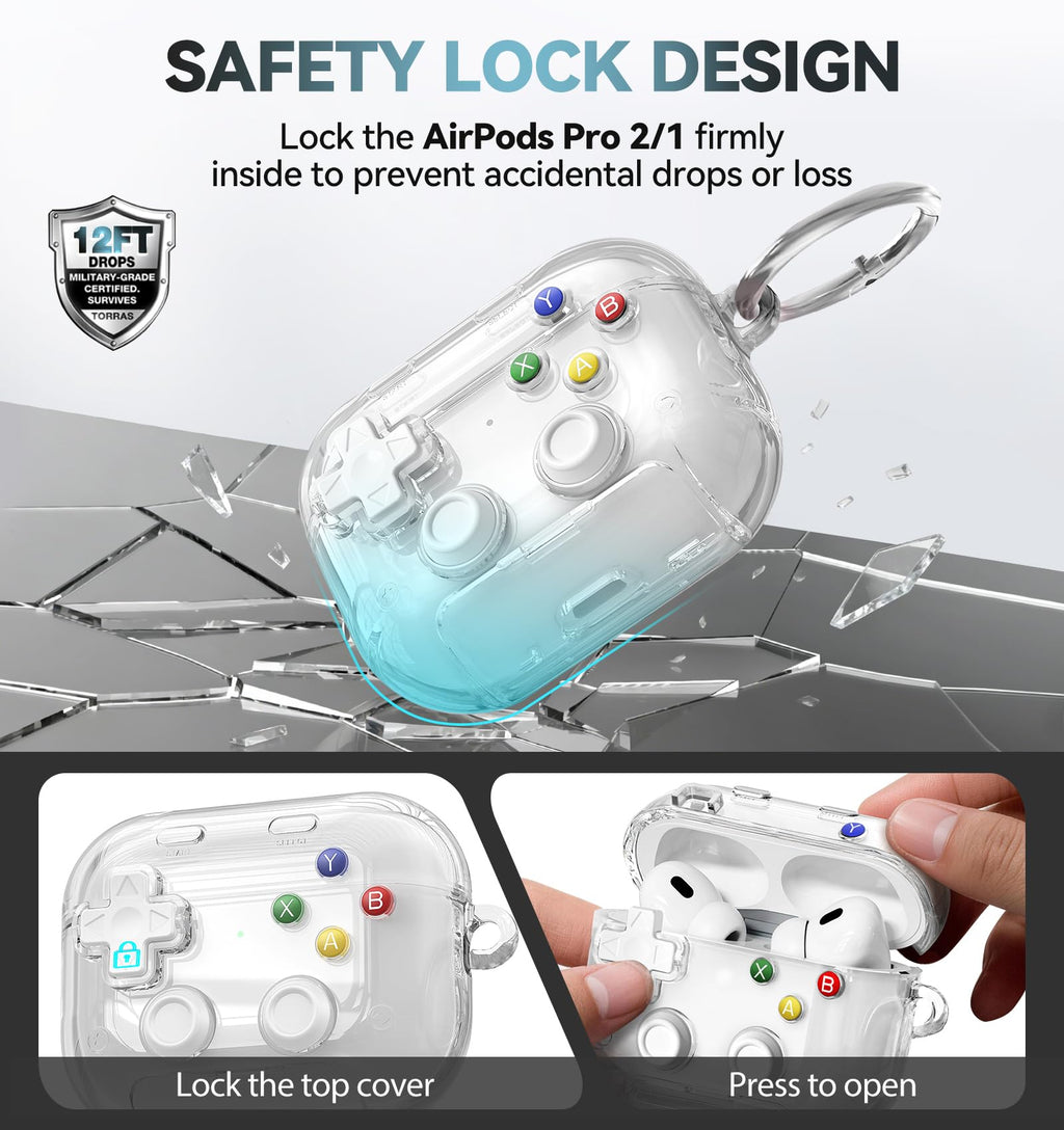for AirPods Pro 3 Case Cover 2025 with Safety Lock-Clear White