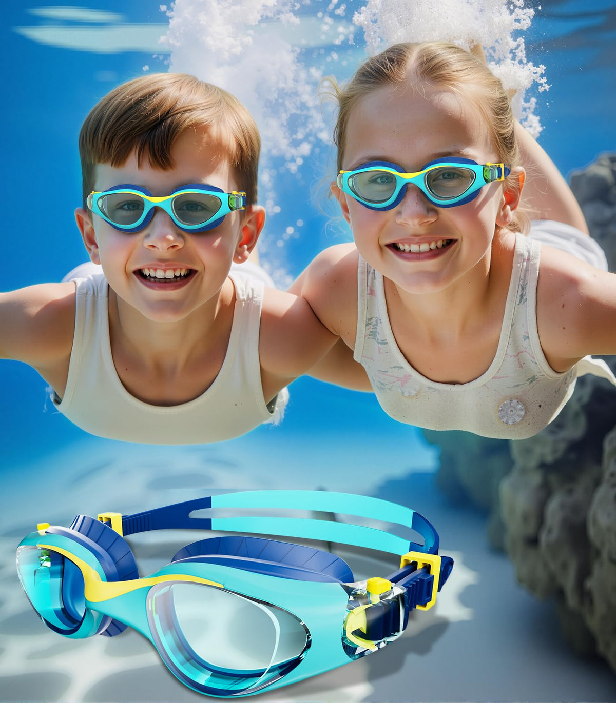 Kids Swimming Goggles for Boys & Girls Aged 6-14, Anti-Fog