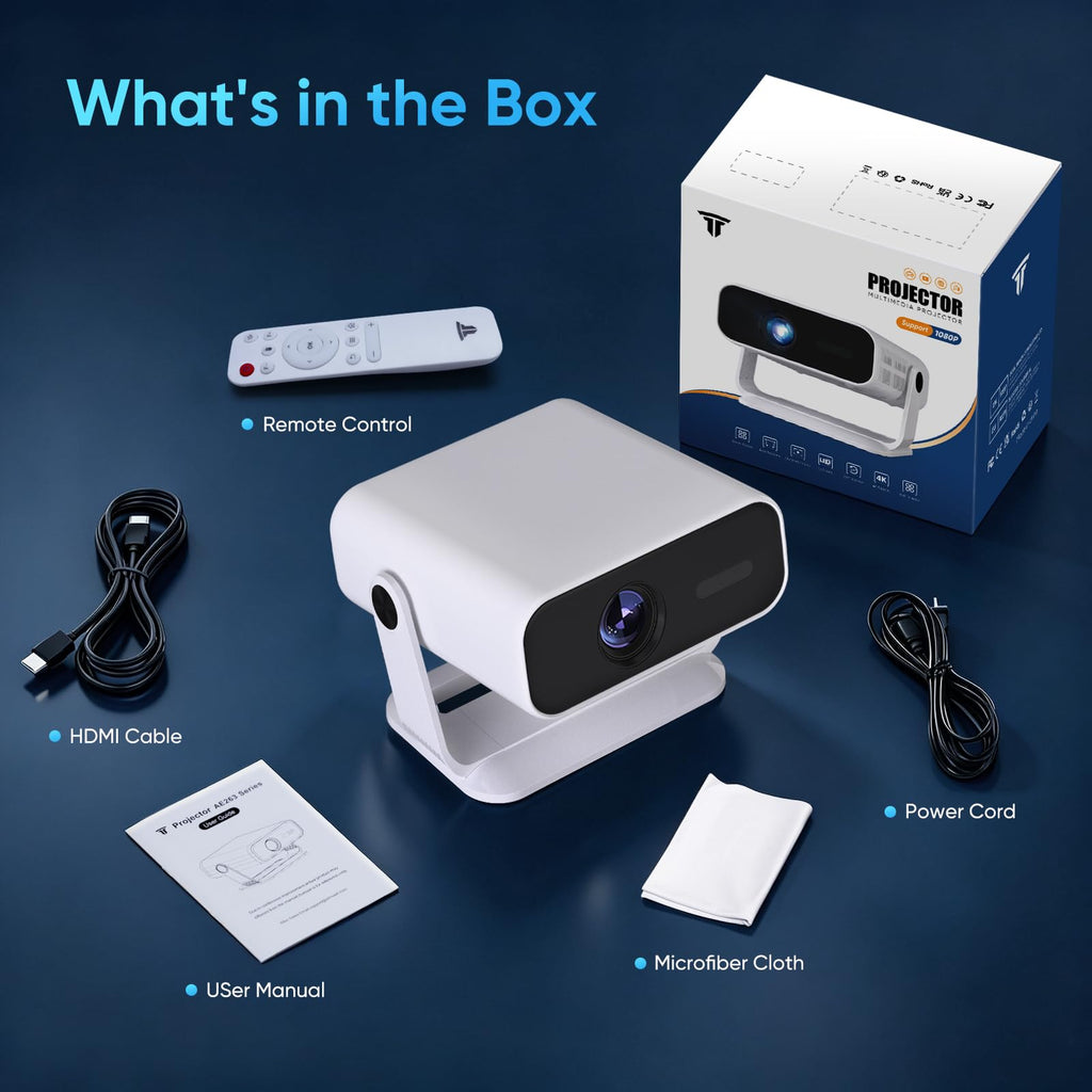 2026 New Smart Projector Built-in Apps Android 14 Native 1080P 4K Supported