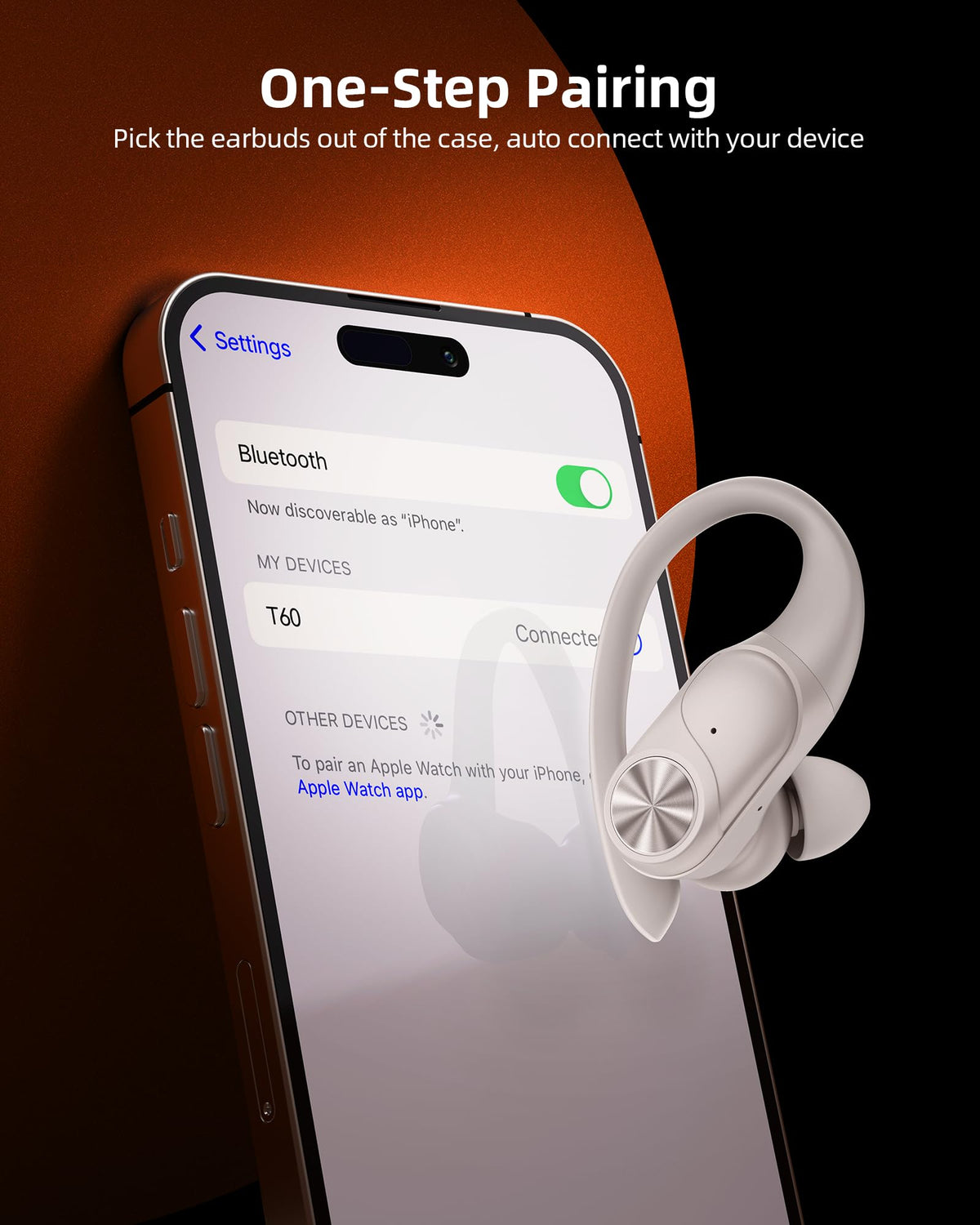 PocBuds Bluetooth Headphones Wireless Earbuds 80hrs Playtime Wireless Charging Case Digital Display Sports Ear Buds with Earhook Deep Bass IPX7 Waterproof Over-Ear Earphones for TV Phone Laptop Pink