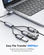 RAVIAD USB Splitter 3 Port, 1 Male to 3 Female USB 2.0 Extension Cable 1M