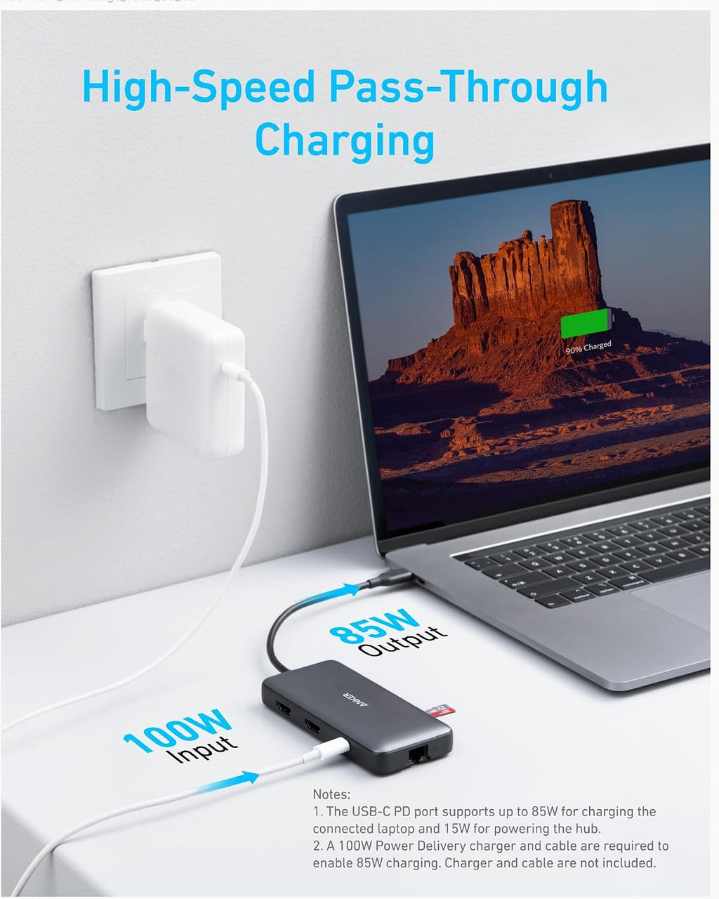 Anker Laptop Docking Station Dual Monitor, 8-in-1 USB C Hub, 4K Dual Monitor with 2 HDMI, 1 Gbps Ethernet Hub, 85W Power Delivery, SD Card Reader for MacBook Pro, XPS and More (Charger not Included)