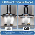 SNDOAS Range Hood 30 inch,Wall Mount Range Hood in Stainless Steel With Ducted/Ductless Convertible,Stove Vent Hood with Aluminum Filters,3 Speed Exhaust Fan,LED Light,Button Control