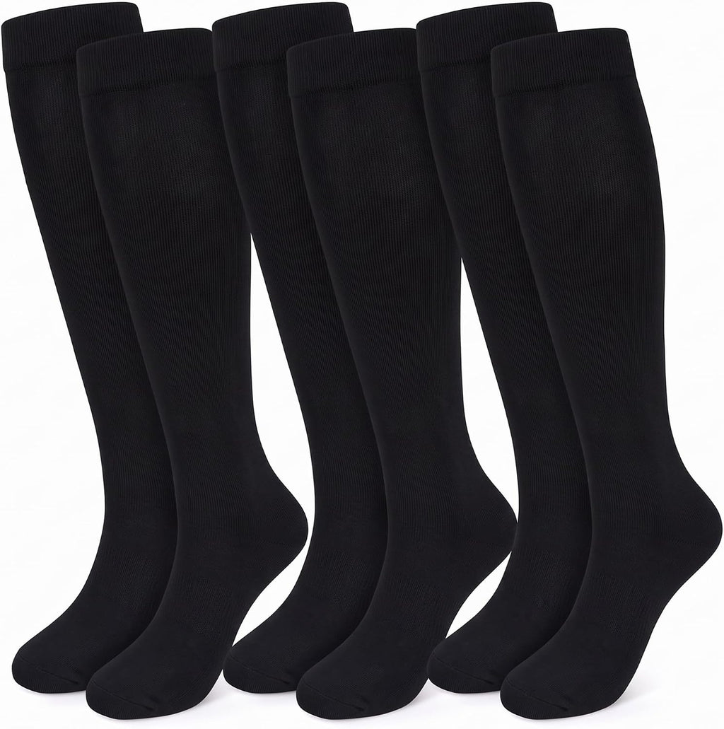 Compression Socks, (2/4/6/7 Pairs) for Men & Women 15-20 mmHg is Best for Athletics, Running, Flight Travel, Support