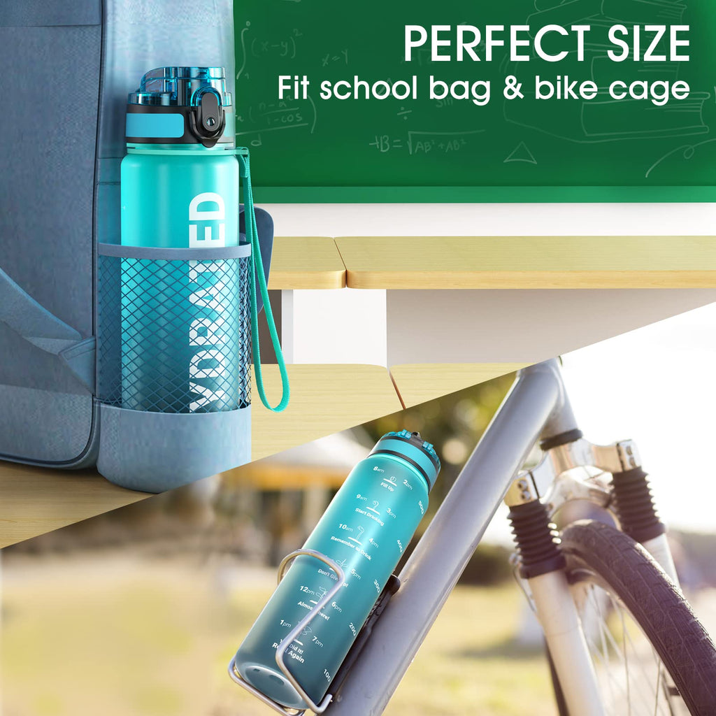 Sahara Sailor Water Bottle 1L, Leakproof Tritan Bottle with Time Marker