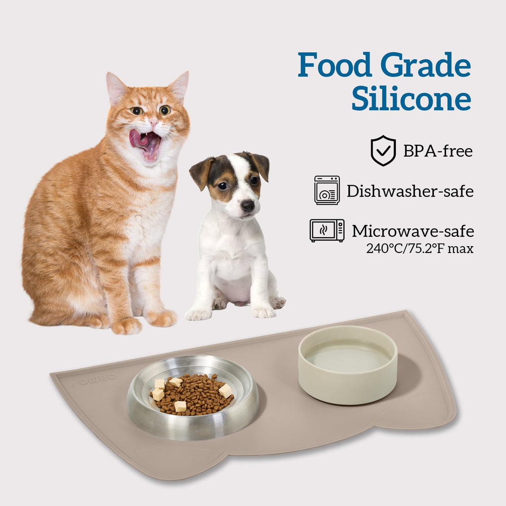 OHMO Silicone Cat Food Mat for Food&Water Bowls, 46x25cm, Honey