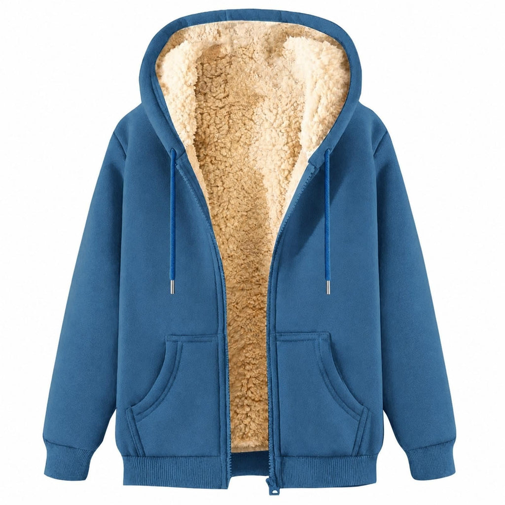 Teddy Fleece Mens Hoodies Sherpa Lined Fuzzy Jacket with Pockets Full Zip Hooded Adjustable Sweatshirts Winter Warm Jumper Coat Outwear Thermal Outfits Clothing