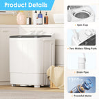 INTERGREAT Portable Washer and Dryer, 25lbs Mini Small Washing Machine Combo with Spin Dryer, Compact Twin Tub Laundry Washer Machine for Apartments, Dorm, Rv, Camping, Blue