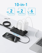 Anker Power Strip with 300J Surge Protector, 5ft Outlet Extender, 20W, 6AC