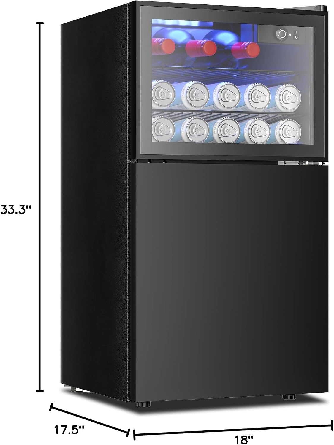 EUHOMY 24 Can Mini Fridge, 18L Beverage Refrigerator with Quiet Compressor