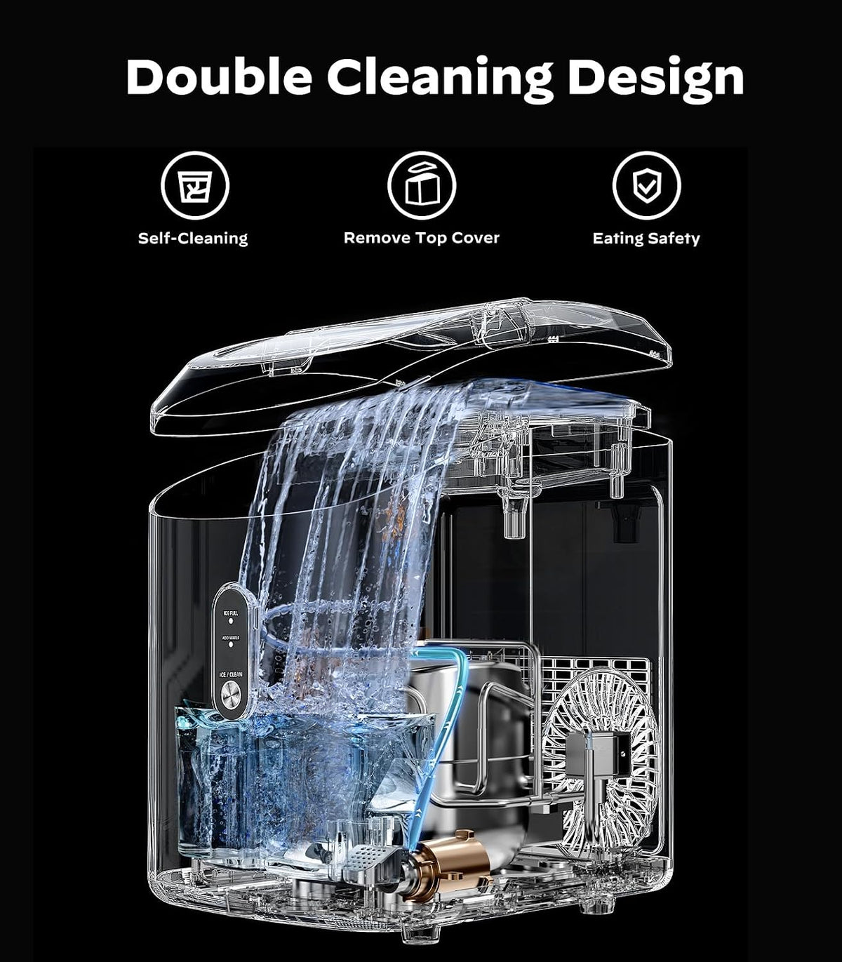 Silonn Ice Maker Countertop, 9 Cubes Ready in 6 Mins, 26lbs in 24Hrs, Self-Cleaning Ice Machine with Ice Scoop and Basket, 2 Sizes of Bullet Ice for Home Kitchen Office Bar Party