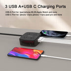 6 Ft Surge Protector Power Strip - YISHU 8 Widely Outlets with 4 USB Ports, 3 Side Outlet Extender with 6 Feet Flat Extension Cord, Ultra Flat Plug, Wall Mount, Desk USB Charging Station, ETL, Black