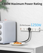 6FT Surge Protector Power Strip, 1700J, 5AC&1A2C, Flat Plug Extension Cord
