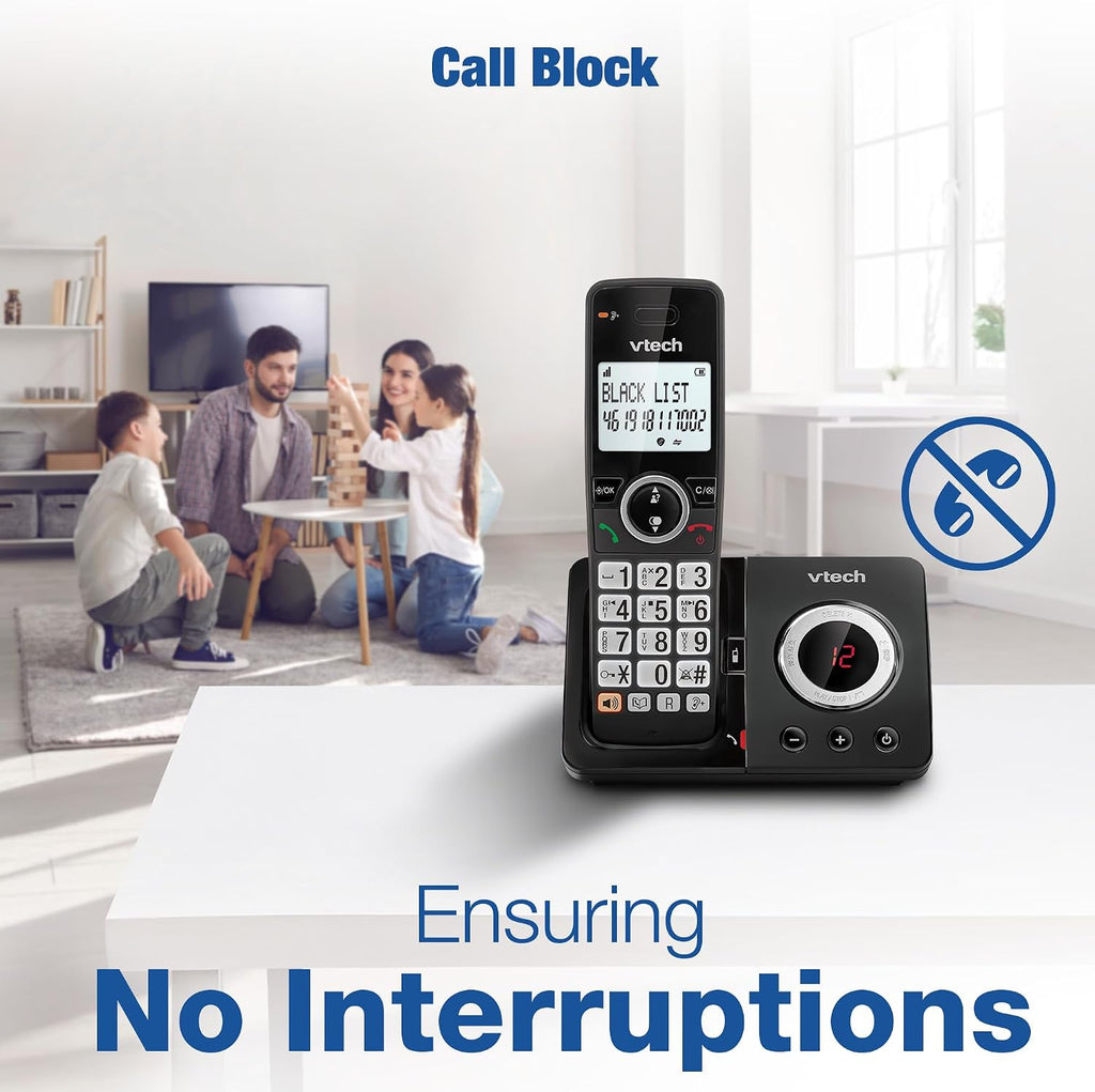 VTech EA5053 DECT Cordless Phone with Answering Machine,Nuisance Call Blocker, Volume Booster, Easy-to-Read Backlit Display, 18 Hours Talk-time, Handsfree Speakerphone, 4-Handset