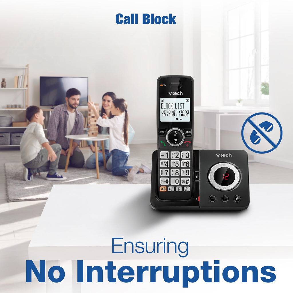 VTech EA5053 DECT Cordless Phone with Answering Machine,Nuisance Call Blocker, Volume Booster, Easy-to-Read Backlit Display, 18 Hours Talk-time, Handsfree Speakerphone, 4-Handset