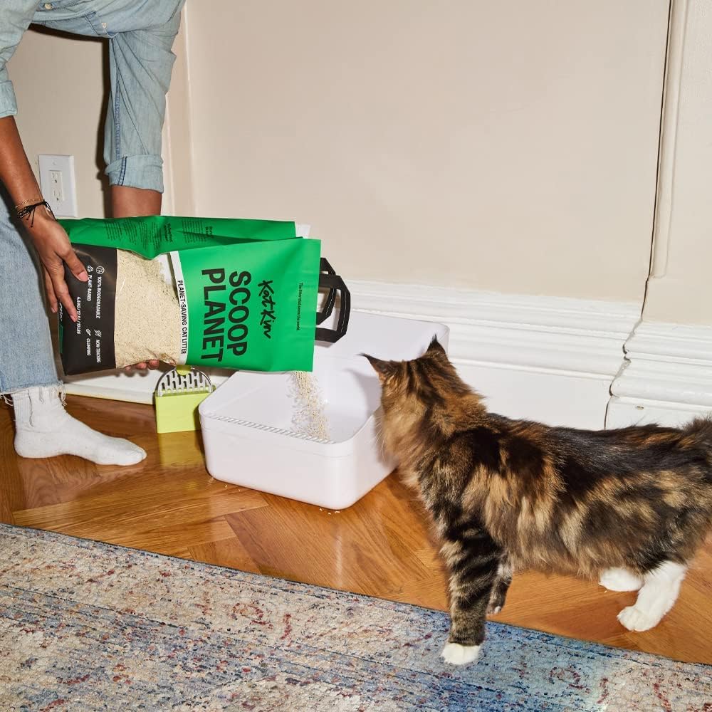 KatKin Scoop Planet Litter (2x4.5kg/12.8L bag): Plant-Based, 100% Biodegradable, Non-Tracking, Clumping Cat Litter Made With Non-Toxic, Eco-Friendly Pea fibre & Millet