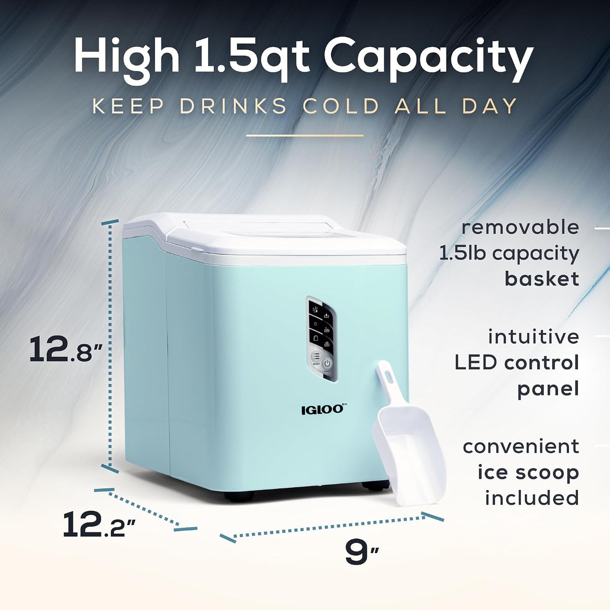 Igloo Ice Maker Countertop, Portable Ice Maker with Handle, 26lbs, Black