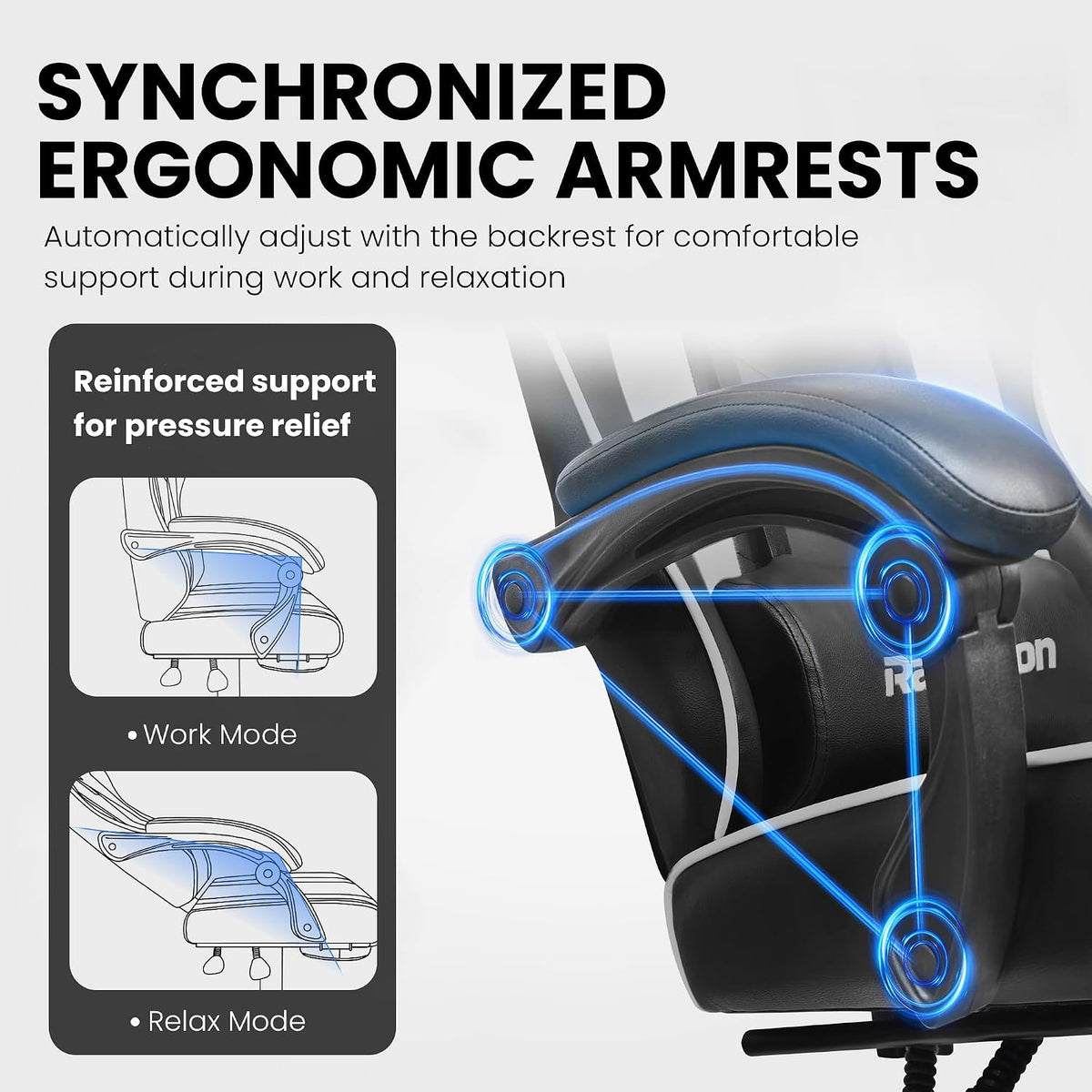 Gaming Chair for Adults, Upgraded Ergonomic Gamer Chair, Arctic Black