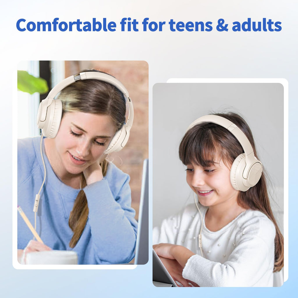 Botesty Sound Headphones Wired with Mic for School, 3.5mm Plug in, Purple