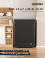 7.0 Cu Ft Chest Freezer - Energy Saving Quiet Top Open Door Mini Freezer Adjustable 6 Thermostat - Compact Small Deep Freezer w/Removable Basket and Defrost Water Drain for Home/Apartment/Garage