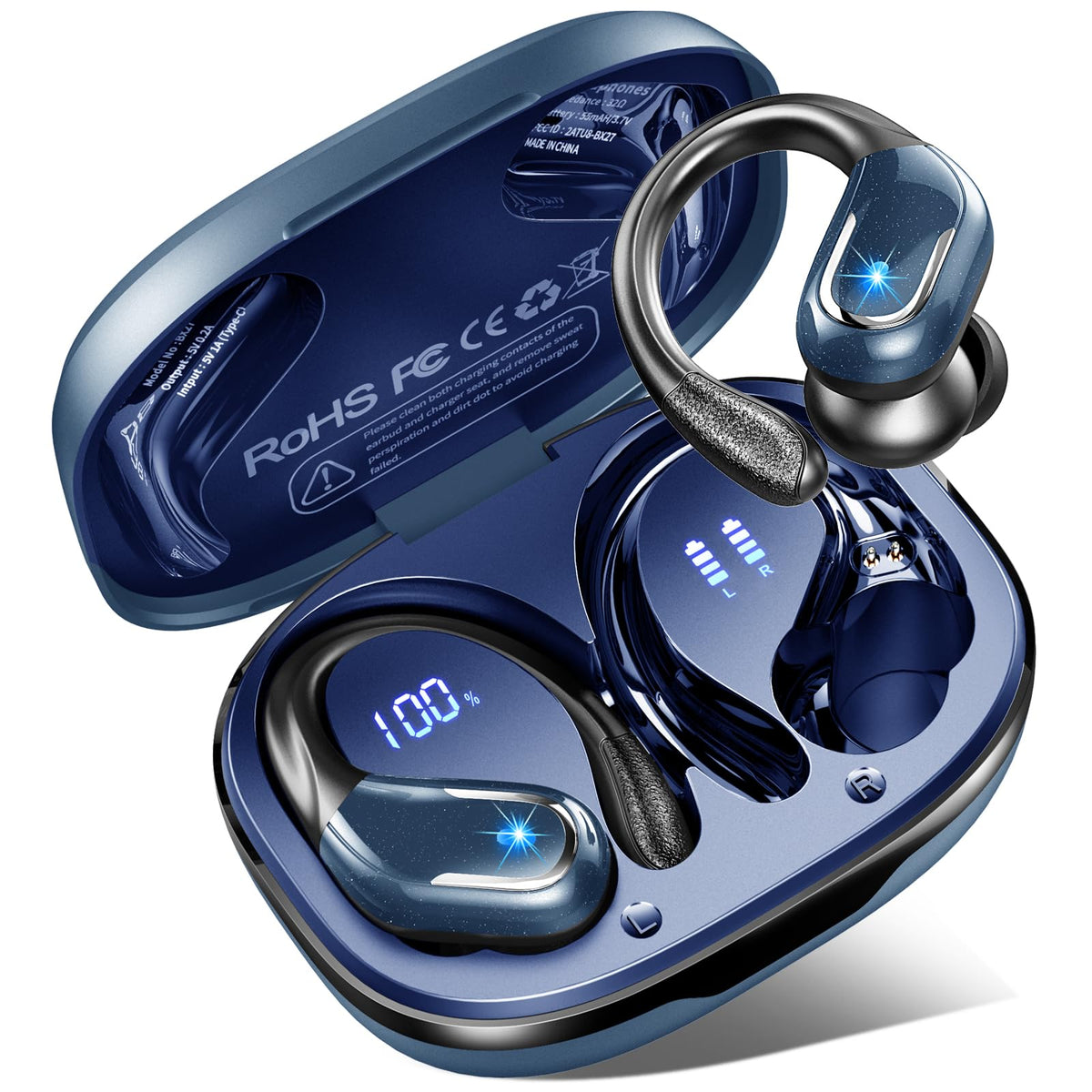 Wireless Earbuds Sports, 75Hrs Bluetooth 5.4 Headphones, Bass Hi-Fi Stereo
