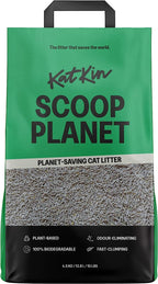 KatKin Scoop Planet Litter (2x4.5kg/12.8L bag): Plant-Based, 100% Biodegradable, Non-Tracking, Clumping Cat Litter Made With Non-Toxic, Eco-Friendly Pea fibre & Millet