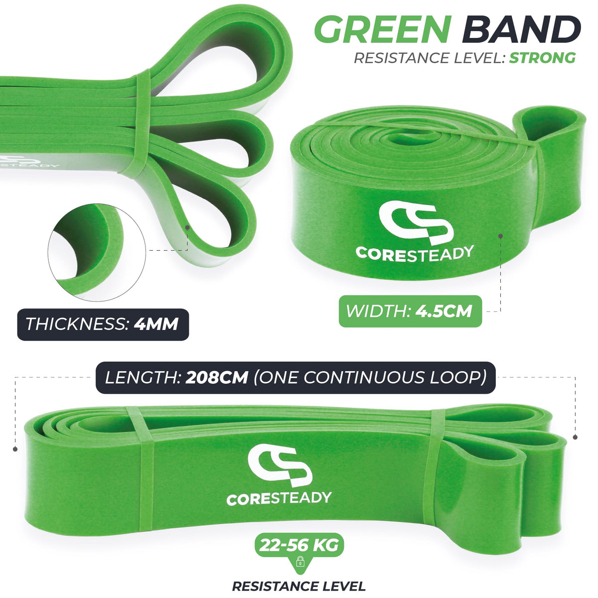 Coresteady Pull Up Bands & Resistance Bands - Heavy Duty Loop Band for Men & Women - Build Fit Power & Muscle - Training, Fitness Assist Pull Ups & Gym Exercise