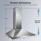 Wall Mount Range Hood 30 inch, 900 CFM Stainless Steel Kitchen Hood