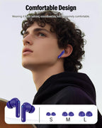 Wireless Earbuds, Bluetooth 5.4 Headphones Bass Stereo/Clear Calls, White