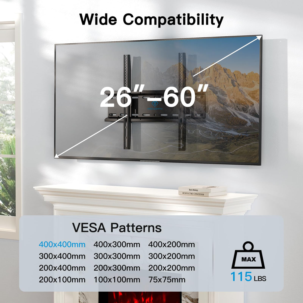 PERLESMITH Tilting TV Wall Mount for 23–60 inch TVs up to 115 lbs