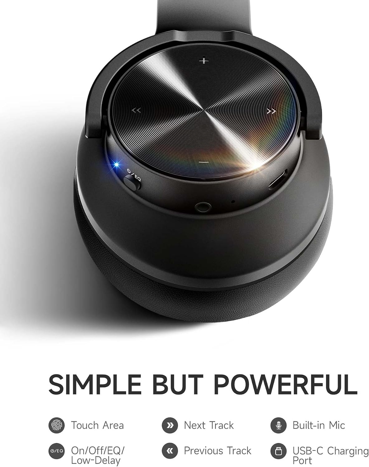 Picun B8 Wireless Bluetooth Headphones, 120H Playtime, 3EQ Modes, Black