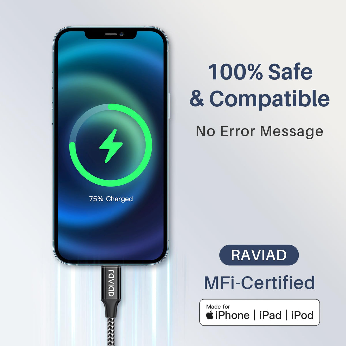 RAVIAD USB C to Lightning Cable Short 0.15M [MFi Certified] iPhone Charger