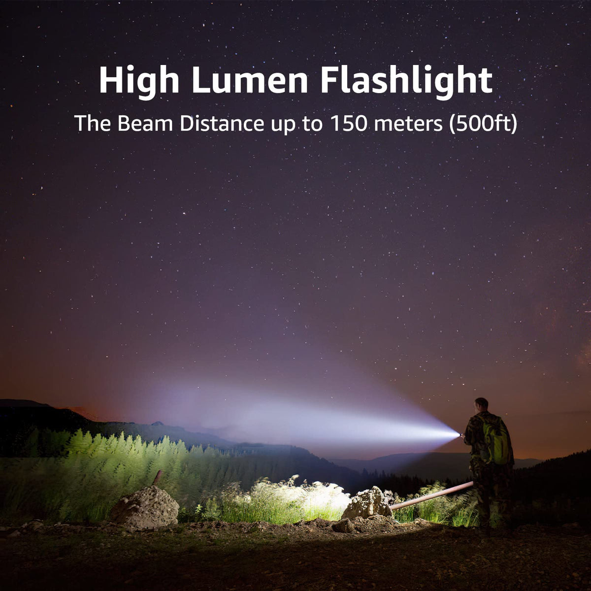 LE LED Torch, LE1000 Powerful Handheld Flashlight, Adjustable Focus, 4 PCs
