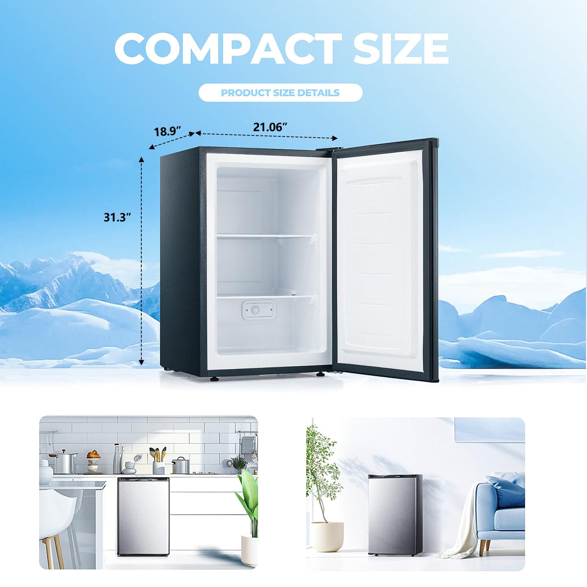 Electactic 3.2 Cu.ft Small Freezer, Mini Upright Freezer, White
