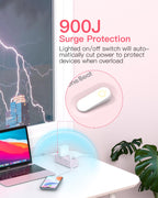 One Beat 10Ft Extension Cord with Multiple Outlets,Flat Plug Power Strip
