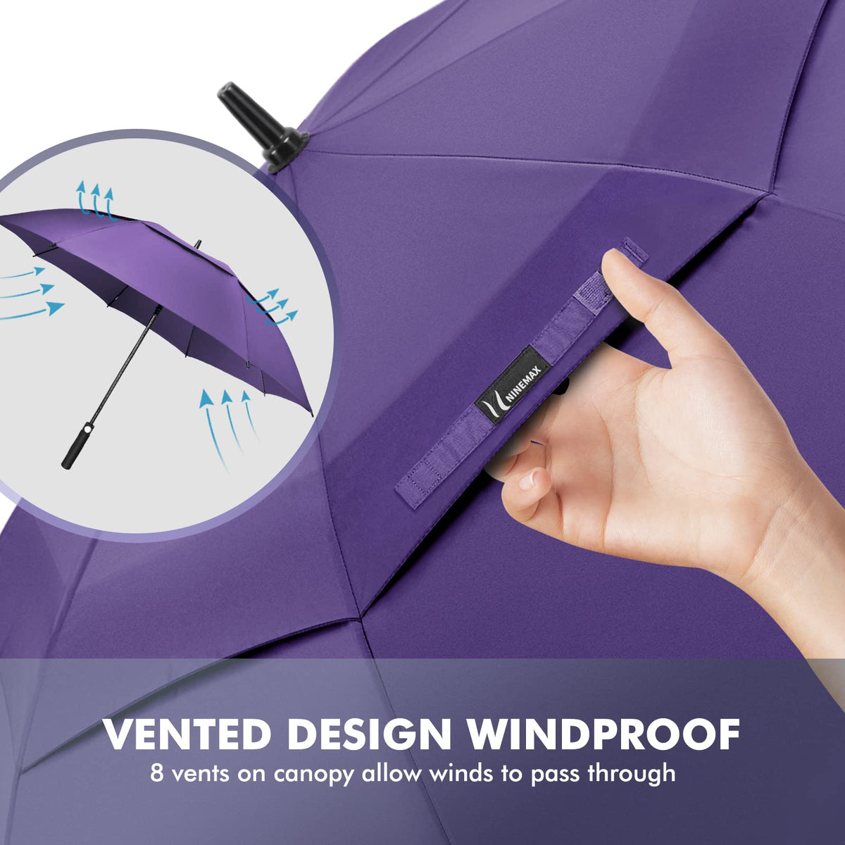 NINEMAX Large Golf Umbrella Windproof Strong 54/62/68 Inch,Extra Big Golf Umbrellas Automatic Open Double Canopy for Gents Women