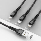 RAVIAD Multi Charger Cable 3 Packs 1.2M 3 in 1 Charging Cable Nylon Braided